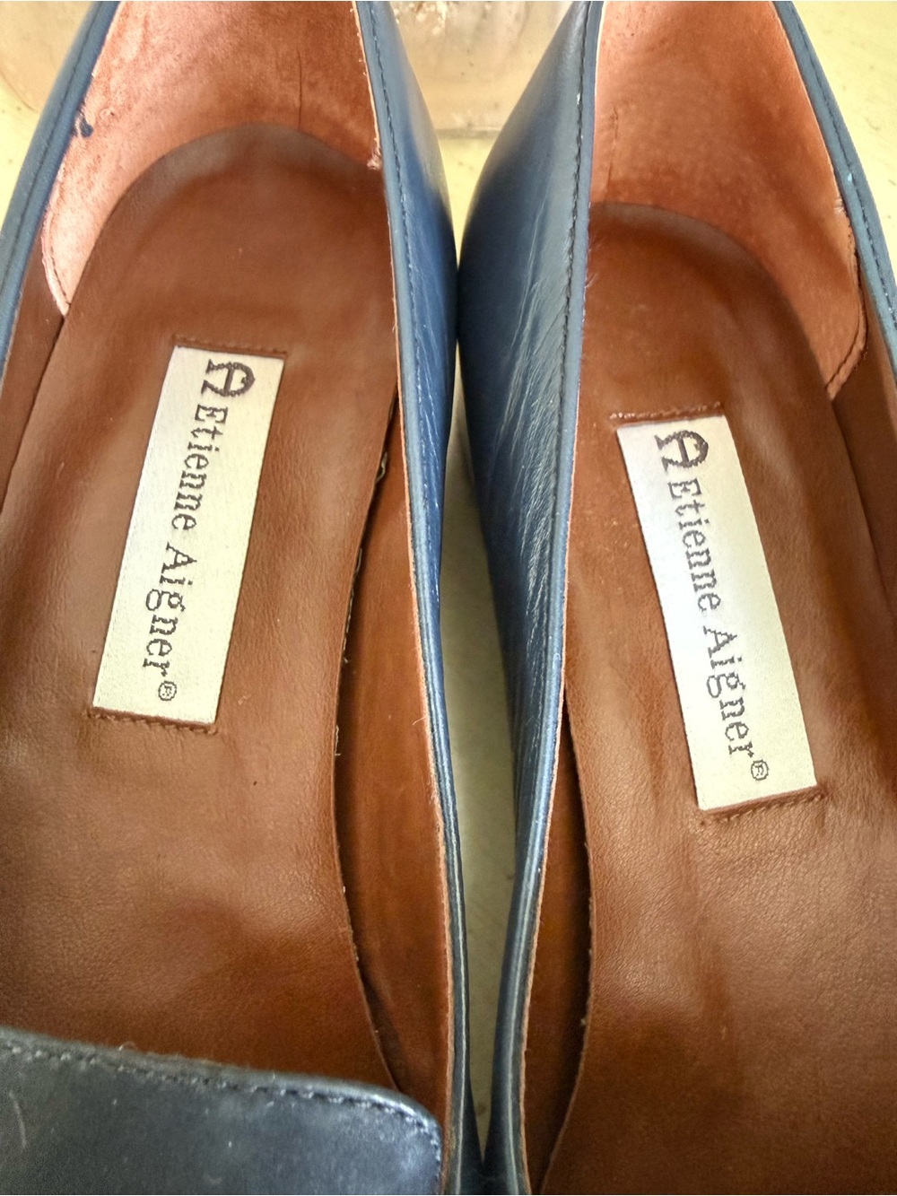 Etienne Aigner Neve Navy Leather Horsebit Loafers Women’s 8M - Picture 3 of 12
